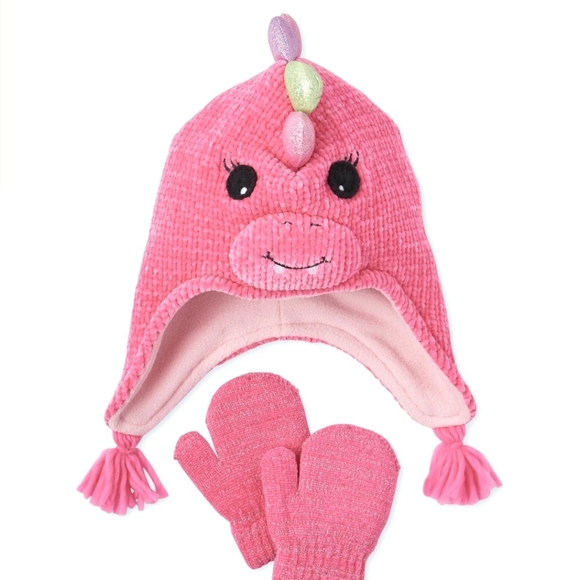 dinosaur hat and mittens set